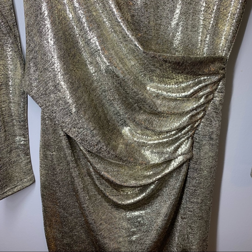 Lulu’s Gold Metallic Long Sleeve Bodycon Dress - Picture 5 of 6